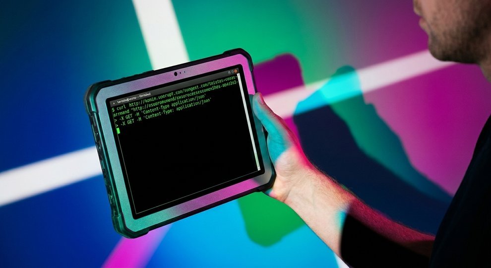 Un terminal avec une commande curl en cours d'exécution.